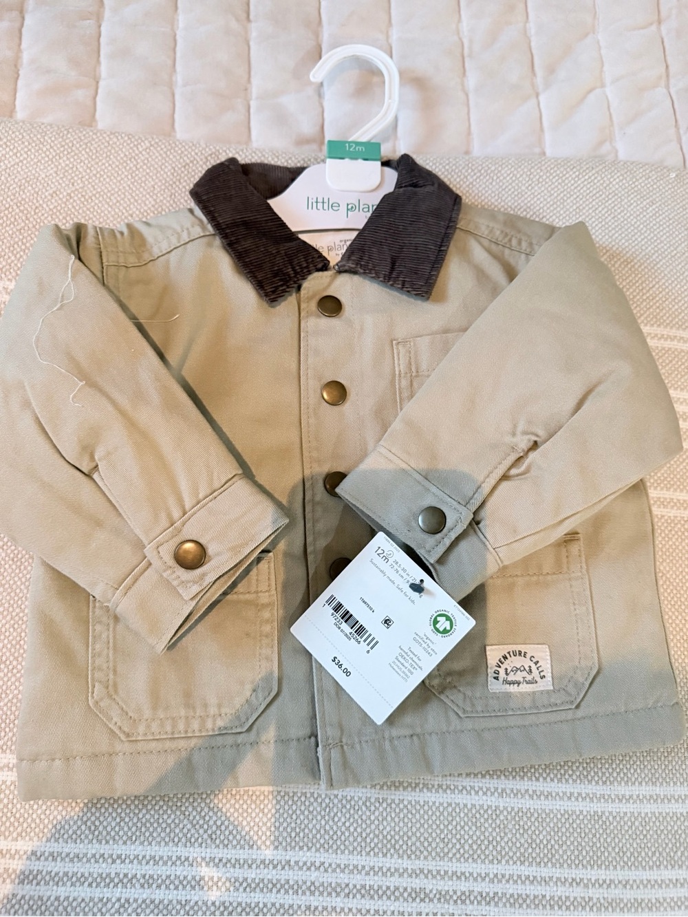 Carter's Tan Jacket with Dark Brown Corduroy Collar